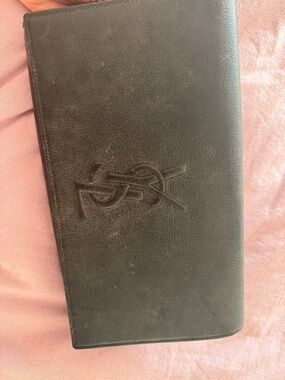 Authentic Saint Laurent YSL Clutch Black Leather Used Condition
